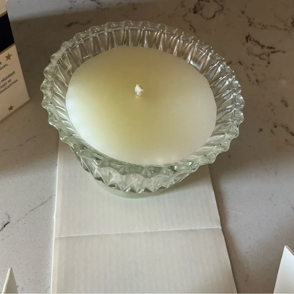 Vintage 90s Crabtree & Evelyn Christmas fragranced candle with crystal jar 4.5